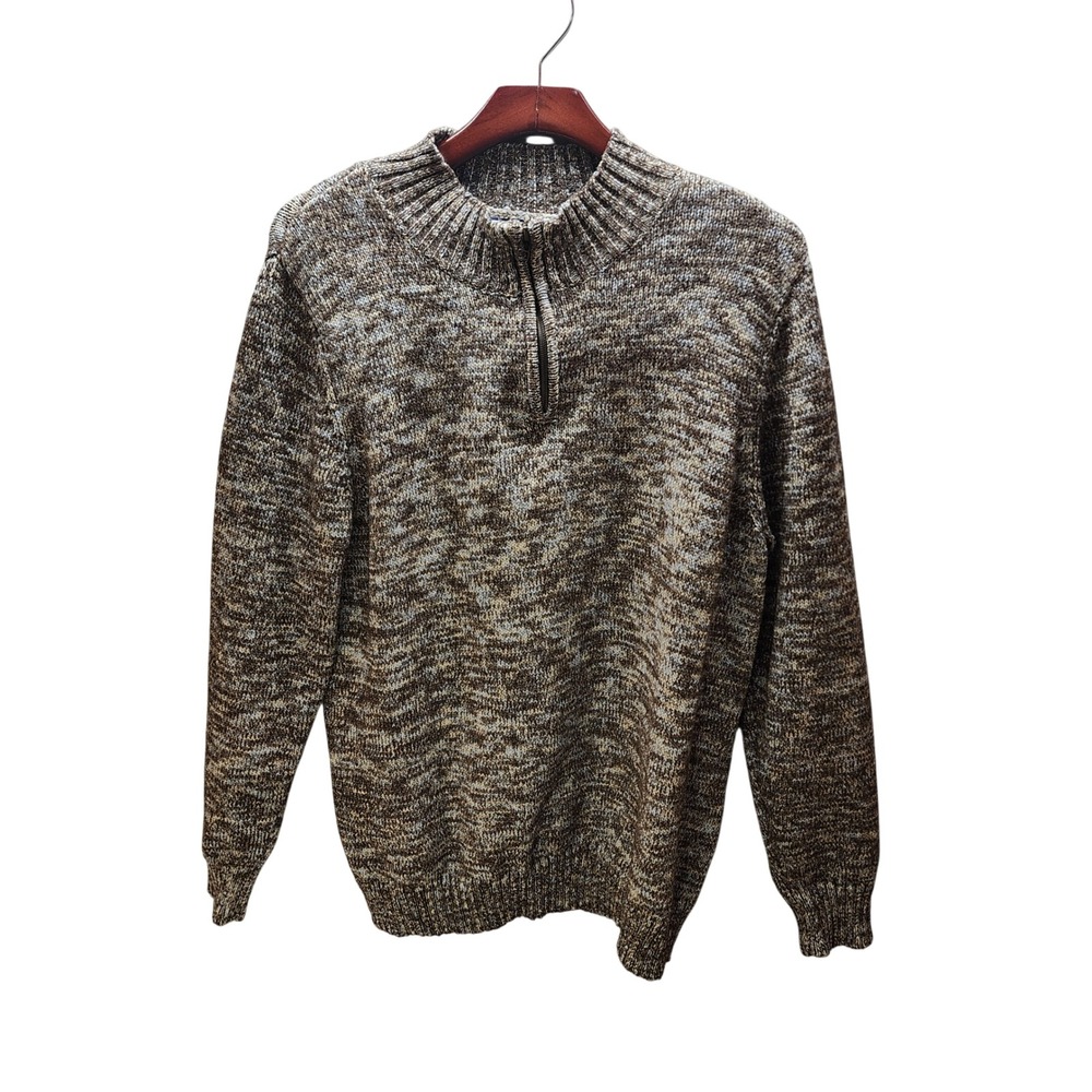 Croft & Barrow Womens 1X Brown Blue Marled Quarter Zip Sweater DCM400239C